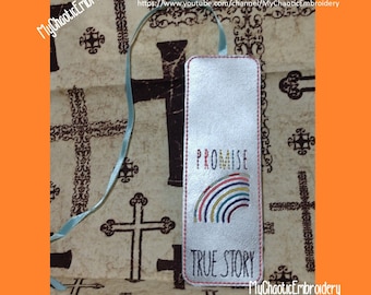 True Story Rainbow God's Promise 5x7 bookmark included -  embroidery -Digital file machine embroidery