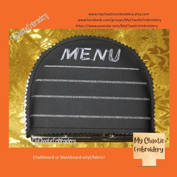 5x7 Kitchen Napkin holder cover Chalkboard blackboard Menu board Designs - Digital file machine embroidery tableware tablewear