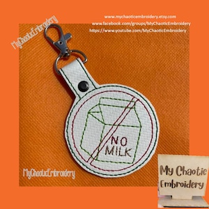 4 x 4 sans lait allergie alerte allergique produits laitiers porte-clés snaptab designs-fichier numérique broderie machine