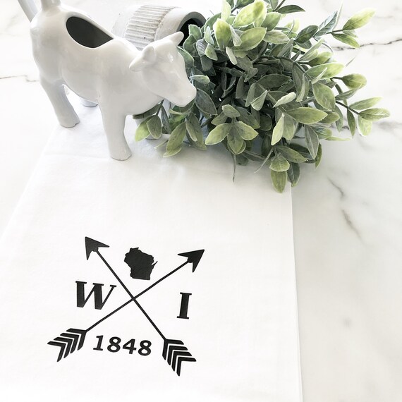 Wisconsin Arrow Tea Towel State Home Decor Kitchen Tea Etsy