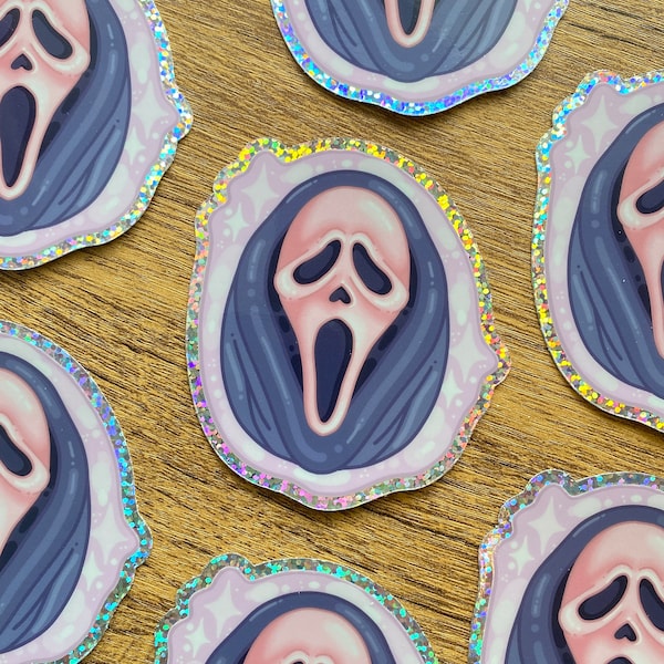Scream Ghost Glitter Sticker