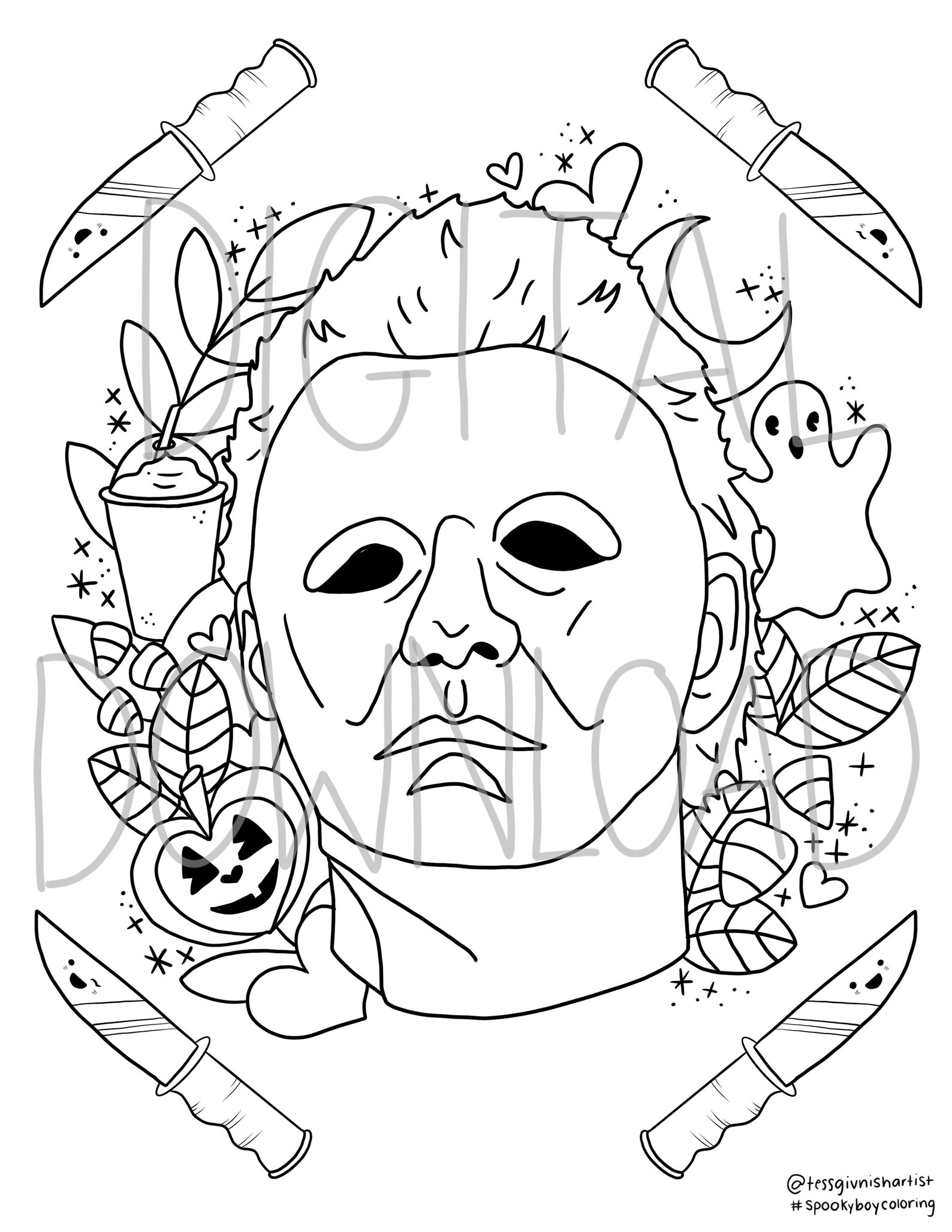 Michael Myers Coloring Sheet Etsy