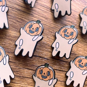 Pumpkin Ghost Enamel Pin / Halloween Enamel Pin