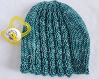Hand Knit Cabled Panel Baby Hat