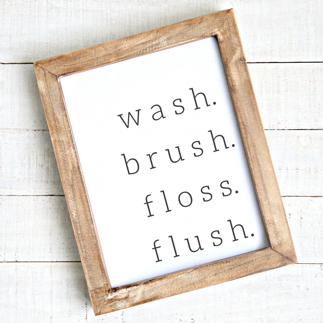 Wash Brush Floss Flush Printable Art Digital Files. Printable Bathroom ...
