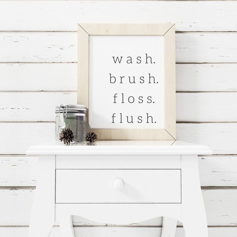 Wash Brush Floss Flush Printable Art Digital Files. Printable - Etsy