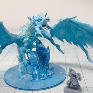 dnd Ice Dragon Silver Blue Dragon Ancient Wyvern Animals Dragon Hoard Wargaming Terrain | Pathfinder Dungeons and Dragons RPG Creatures