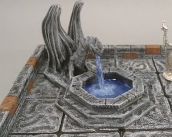 dnd  Dragon Fountain- 28mm Tabletop Scatter Terrain Miniature RPG  D&D Dungeons and Dragons