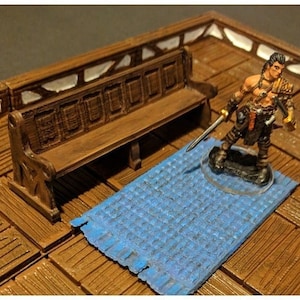 dnd  Church Pew Bench- 28mm Tabletop Scatter Terrain Miniature RPG  D&D Dungeons and Dragons