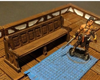 dnd  Church Pew Bench- 28mm Tabletop Scatter Terrain Miniature RPG  D&D Dungeons and Dragons