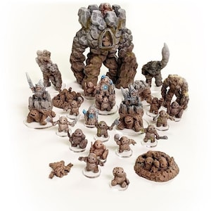 dnd Armies of the Earthenkind Complete Collection Earth Elemental Rock Golem Tabletop Miniatures RPG Pathfinder D&D Dungeons and Dragons