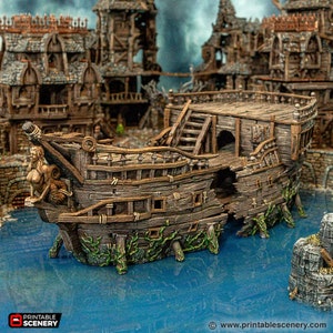 dnd Shipwrecked Siren Pirate Ramshackle and Ruin Scatter Tabletop RPG Dungeons and Dragons Games | Shipwreck Boat Ship