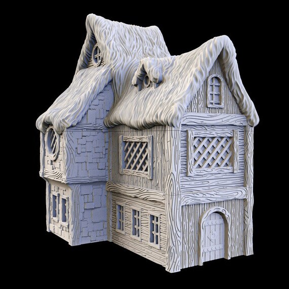 Dnd Medieval Barbarian Multilevel House Home Building Village Etsy