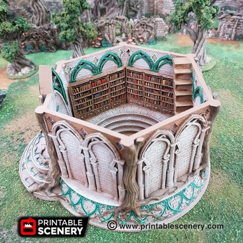 dnd Elven Library of Ithillia Tabletop Fantasy Scatter Terrain RPG D&D Dungeons and Dragons Elf Miniature image 5