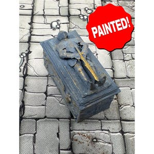 PAINTED dnd Knight&#39;s Tomb Sarcophagus Mausoleum Catacombs Burial Vault Tabletop Scatter Terrain RPG D&D Pathfinder Dungeons and Dragons