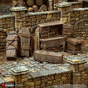 dnd Undertaker Bench and Coffins for Cemetery Mausoleum Town Ramshackle and Ruins RPG Dungeons and Dragons Games | Graveyard Set