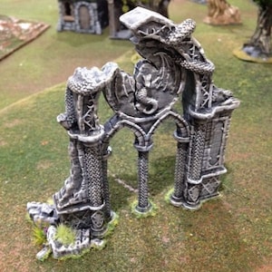 dnd Dragon Archway Ancient Magical Ruins Portal Rampage Fantasy Tabletop Scatter Terrain RPG Pathfinder D&D Dungeons and Dragons