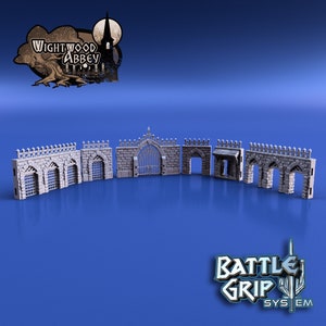 dnd Battle Grip Stone Wall Pieces Medieval Ramparts Battlements Castle Tabletop Terrain Wightwood Abbey D&D Dungeons and Dragons RPG