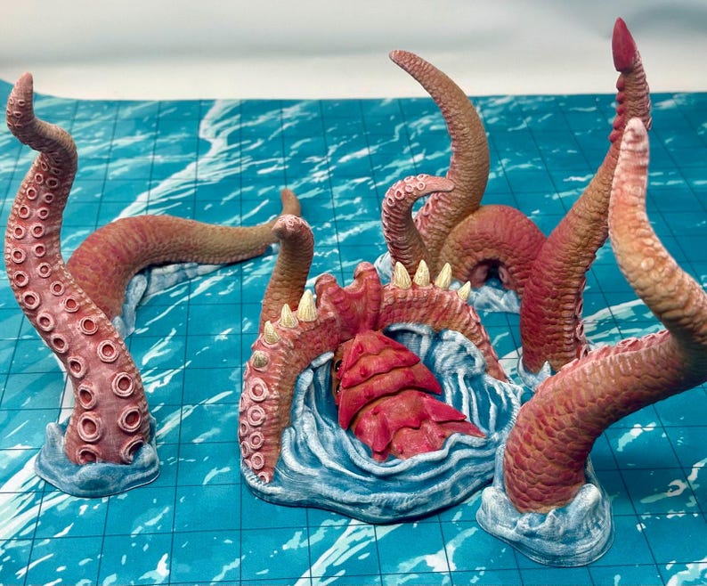 dnd KRAKEN Tabletop Sea Monster Pirate Ship Ocean Terrain Sea Creatures Tabletop Scatter Terrain RPG D&D Dungeons and Dragons image 4