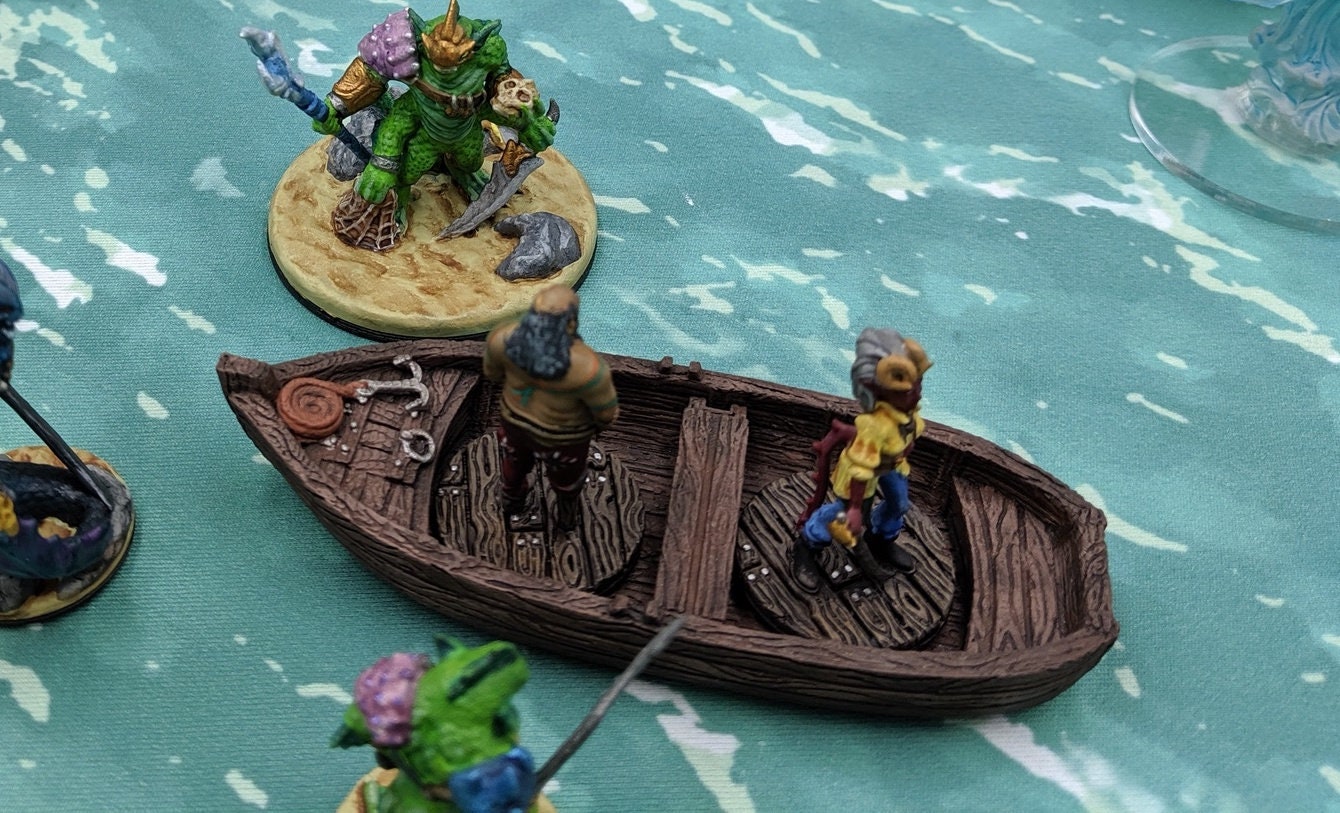 dnd Rowboat Row Boat Dinghy Tabletop Scatter Terrain RPG Games D&D Wargaming Scenery Pathfinder Dungeons and Dragons