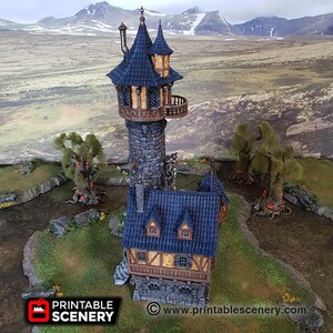 dnd Evil Sorcerer&#39;s Tower Wizard Keep Stronghold Realm Port Winterdale Tabletop Fantasy Scatter Terrain RPG  D&D Dungeons and Dragons
