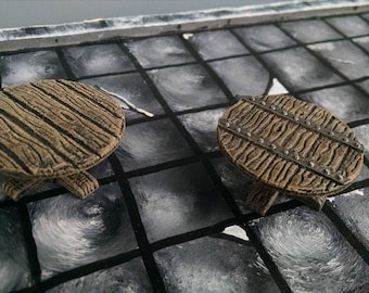 dnd SET of TWO Round Tables Tavern Village,Etc. Tabletop Terrain Miniature RPG  D&D Dungeons and Dragons