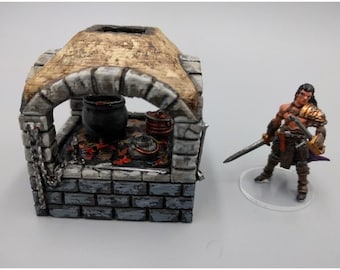 dnd Open Cook Oven Hearth Outdoor Kitchen Campfire Cooking Tabletop Scatter Terrain Miniature RPG Pathfinder  D&D Dungeons and Dragons