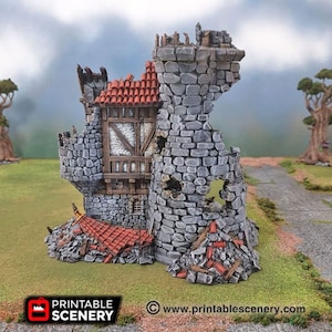 dnd Ruined Sorcerer Tower Wizard Realm Keep Stronghold War Ruins Port Winterdale Tabletop Scatter Terrain RPG  D&D Dungeons and Dragons