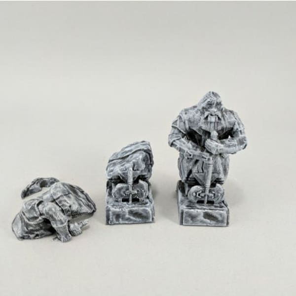 dnd Dwarven Dwarf Statue Monument Sculpture Ruins- Tabletop Scatter Terrain RPG Pathfinder D&D  Dungeons and Dragons RPG