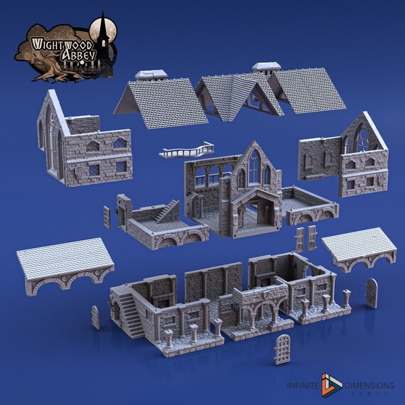 dnd Scriptorium Monastery Tabletop Scatter Terrain Wightwood Abbey RPG Warhammer D/&D Dungeons and Dragons Wargaming RPG Games