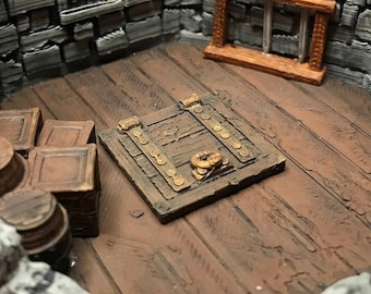 dnd Trap Door Set- Floor Hatch Hidden Entrance Secret Passage Tabletop Scatter Terrain RPG Pathfinder D&D Dungeons and Dragons