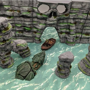 dnd Sea Cliffs Wall Pirate Skull Cave Wall Tabletop Terrain Miniature RPG  D&D Dungeons and Dragons