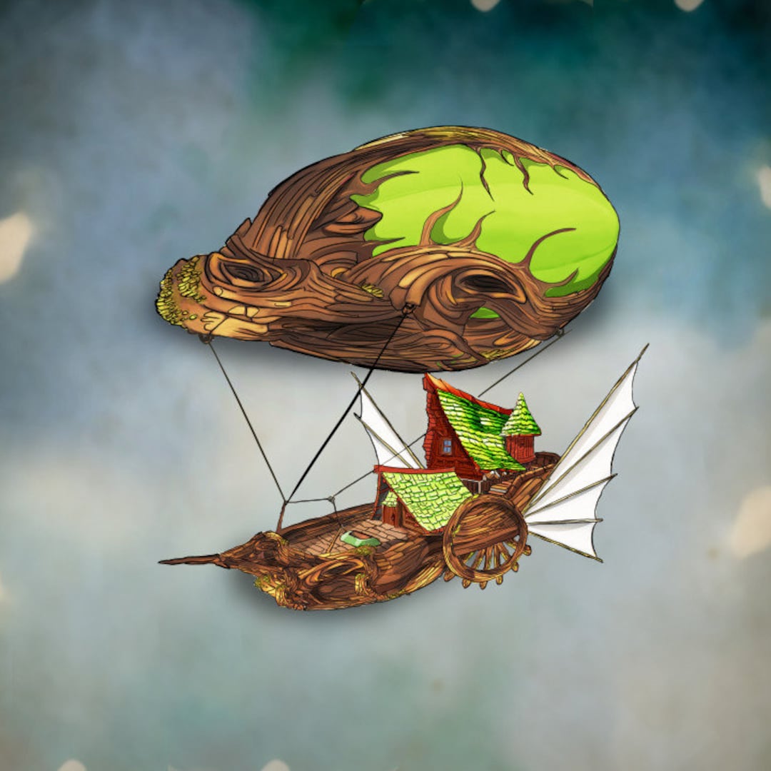 Dnd Falet Glider Balloon Ship Airship Elven Gnome Druid Fantasy Forest