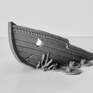 dnd  Sunken Boat Ship Wreck Swamp Tabletop Scatter Terrain Pathfinder RPG Dungeons and Dragons Games | Shipwreck Miniature Boat