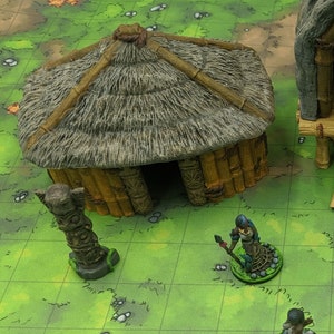 dnd Large Hut Tribal Tribe Bamboo Structure Jungle Shack Tiki Hut Tabletop Scatter Terrain Miniature RPG  D&D Dungeons and Dragons