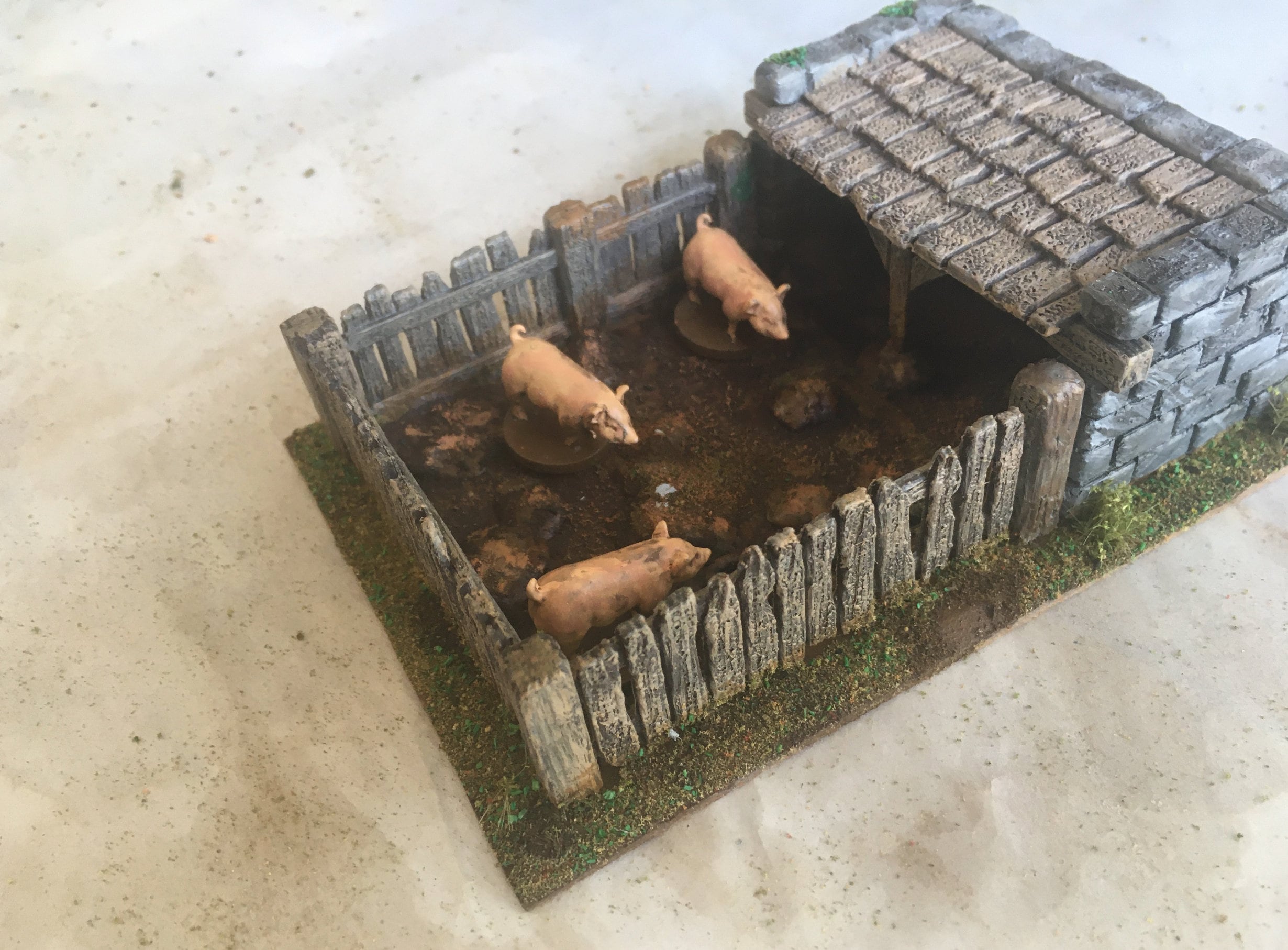 Dnd Pig Sty With Fence- Hog Enclosure 28mm Tabletop Farm Scatter ...