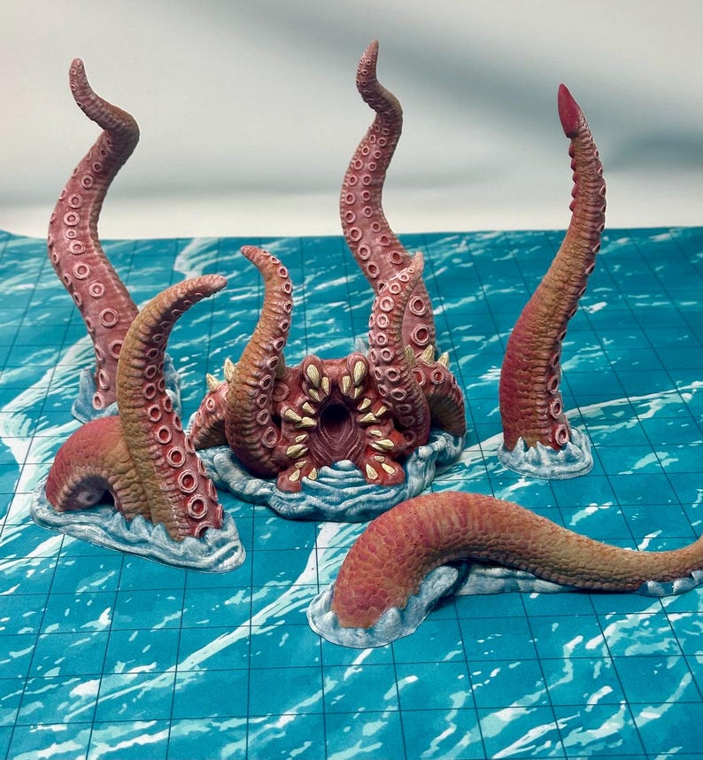 dnd KRAKEN Tabletop Sea Monster Pirate Ship Ocean Terrain Sea Creatures Tabletop Scatter Terrain RPG D&D Dungeons and Dragons image 2