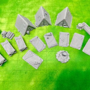 dnd Adventurers Camp Complete Campsite Tent Cots Campfire Set Tabletop Scatter Terrain RPG Pathfinder D&D Dungeons and Dragons