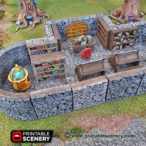 dnd Library Bookcases and Furniture Set Dwarven Forge Tabletop Scatter 28mm Terrain RPG  D&D Games