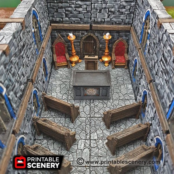dnd Kirchenkapelle Möbelset Bänke Altar Tischplatte Scatter Terrain RPG Pathfinder D&D Dungeons and Dragons