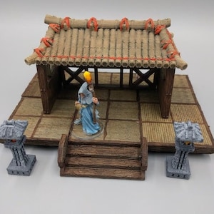 dnd  Oriental Pagoda Building Asian Architecture Tabletop Scatter Terrain Miniature D&D Pathfinder Dungeons and Dragons Wargaming RPG