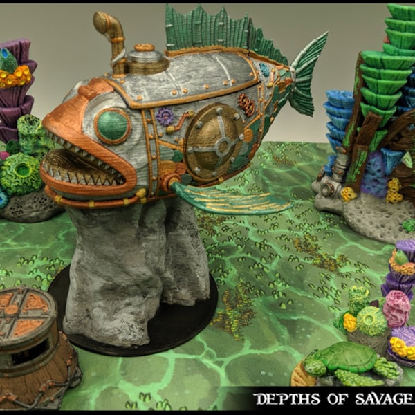 dnd Gnomish Sub Submarine Steampunk Atlantis Tabletop Miniature RPG  Depths of Savage Atoll D&D Dungeons and Dragons