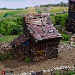 dnd Medium Shanty Shack Country and King Medieval Slums Village Tabletop Scatter Terrain RPG D&D Pathfinder Dungeons and Dragons