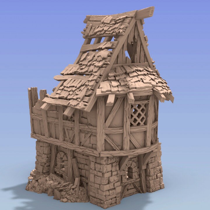 Dnd War Ruins Timber Frame Medieval House #2 Ruined Home Village ...