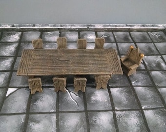 dnd  Lord's Banquet Table Chairs Kings Feast Castle Buffet- 28mm Tabletop Miniature Terrain RPG D&D Dungeons and Dragons Pathfinder