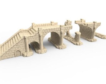 dnd Shattered Bridge Ruins Stronghold Medieval Town War Ruins Tabletop Scatter Terrain RPG Dungeons and Dragons | Pathfinder Stormguard