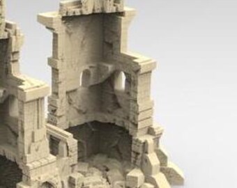 dnd Modular Ruined Tower Version A Medieval Tabletop Scatter Terrain RPG Dungeons and Dragons Games | Pathfinder Stormguard