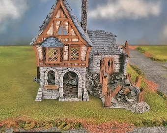 dnd Port Winterdale Ruined Tavern Inn Bar Village Ruins Tabletop Scatter Terrain RPG Pathfinder D&D Dungeons and Dragons