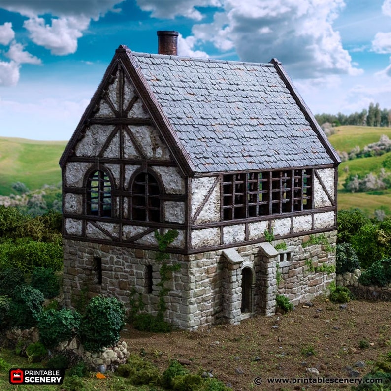 dnd Wattle and Daub Manor Medieval House from King and Country Village Tabletop Scatter Terrain RPG D&D Dungeons and Dragons image 3