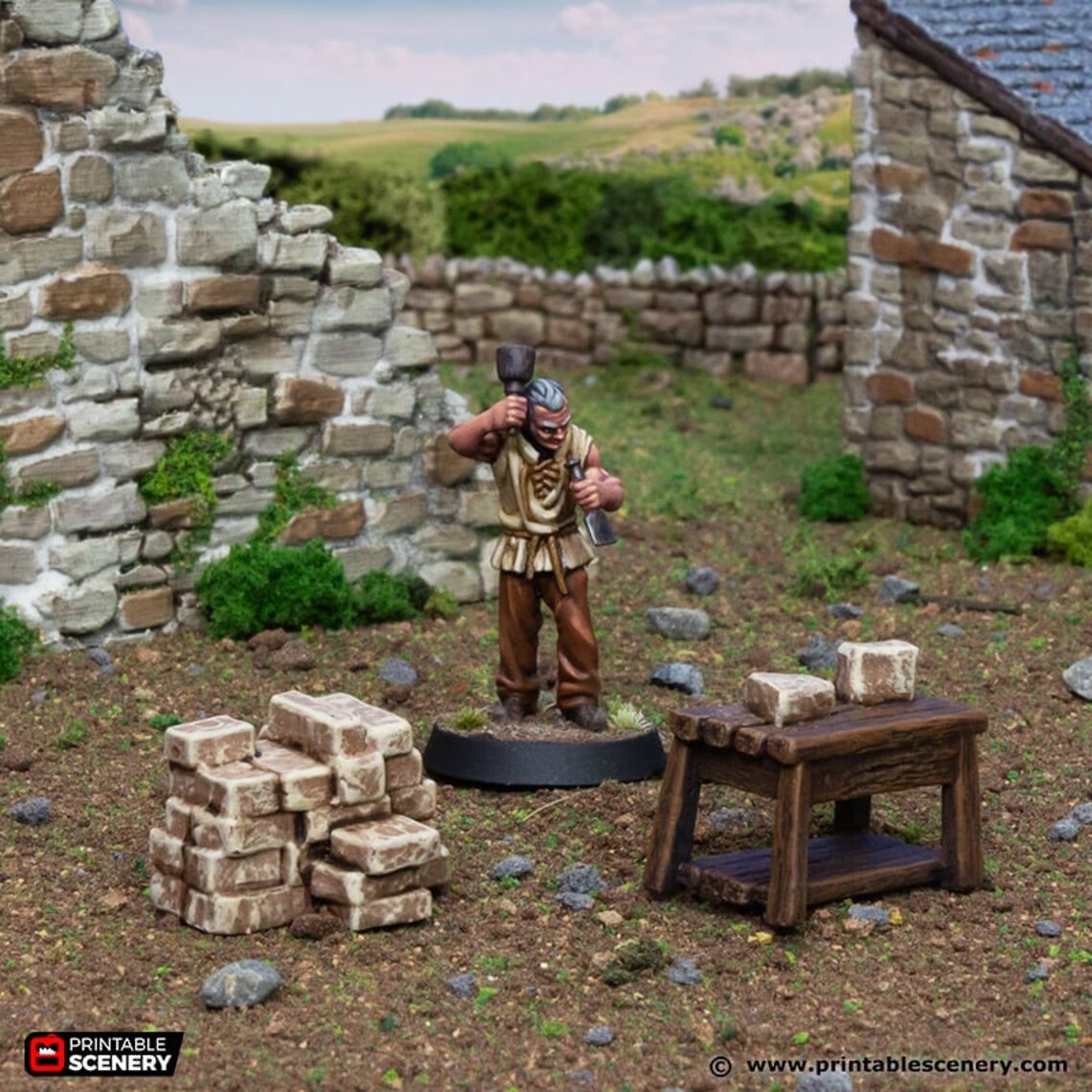 Dnd Stone Mason Workman Set With Tools From King and Country Etsy